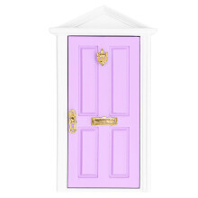 (Light Purple) Mini Houten Deur Kleurrijk Poppenhuis Feeëndeurtje 1:12