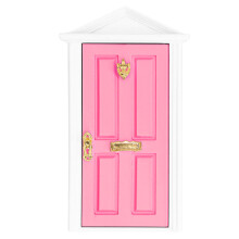 (Light Pink) Mini Houten Deur Kleurrijk Poppenhuis Feeëndeurtje 1:12