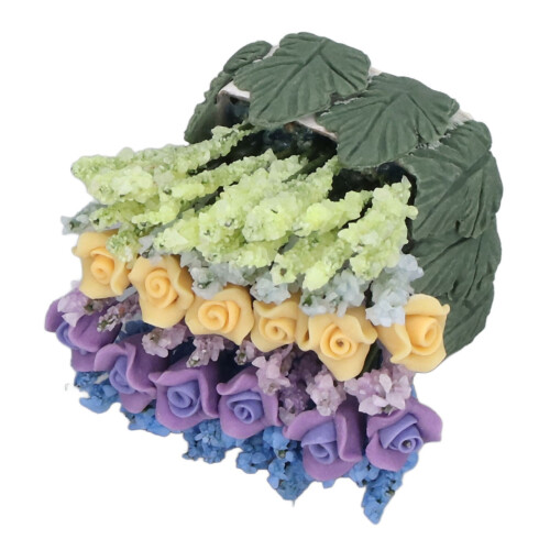 Fiori in argilla rosa per casa delle bambole 1:12 2