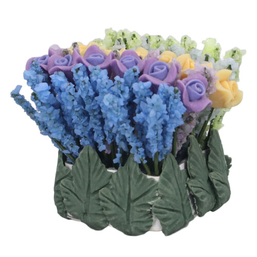 Fiori in argilla rosa per casa delle bambole 1:12 1
