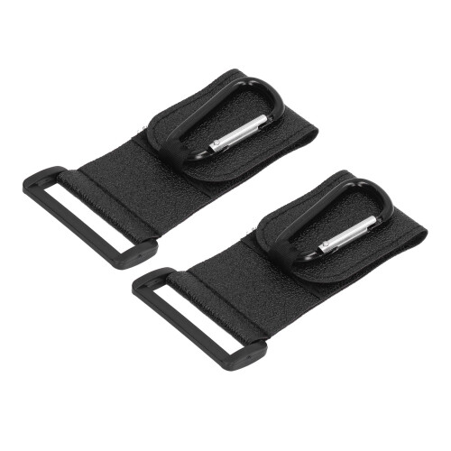 2pcs Black Leather Stroller Hook Carabiner 2
