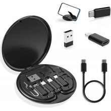 Multi Charging Adapter Cable Kit, Sim Card Conversion Set, USB C to Micro Adapter and Phone Holder for Traveling