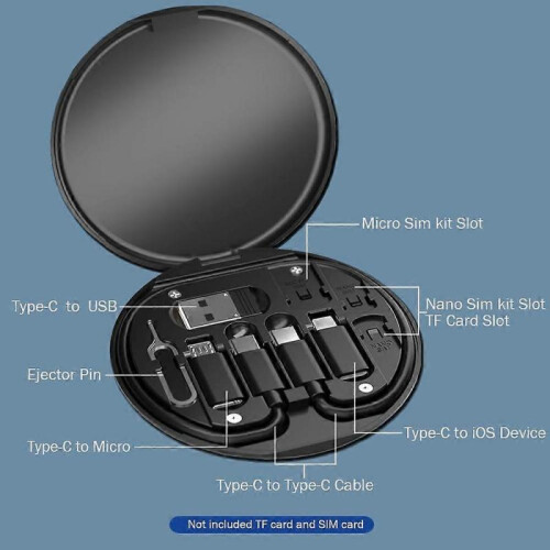 USB C Adapter Cable Kit, Multi Charging Cable Case Convertor USB C to iOS Device/Type C/Micro/USB A Adapter, Data Transfer Contains Card Slot for Trav 2