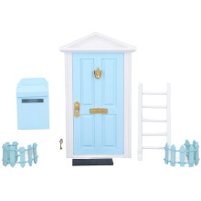 (Blue) Mini Holztür-Set 1:12 Zahnfee-Tür Blau