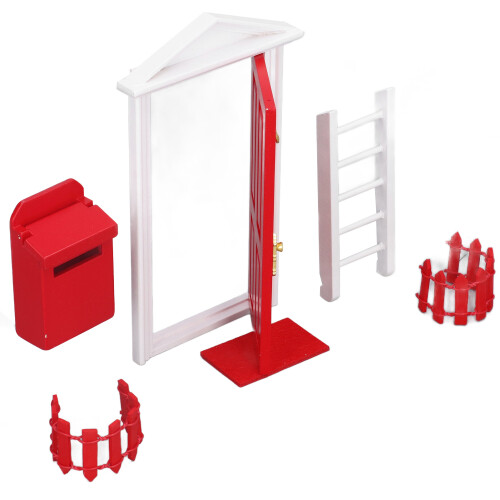 (Red) Mini Holztür-Set 1:12 Zahnfee-Tür Blau 2