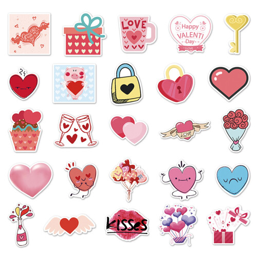 100Dk Valentijn Liefde Stickers PVC Waterdicht 1