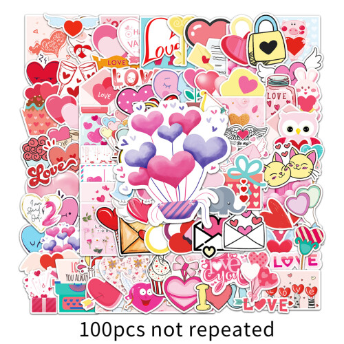 100Dk Valentijn Liefde Stickers PVC Waterdicht 2