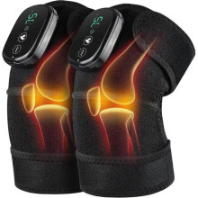 Knee Massager FSA Eligible, Knee Heating Pad for Arthritis, Heated Knee Massager with Heat and Vibration, Heated Knee Wrap Black   2 pcs black
