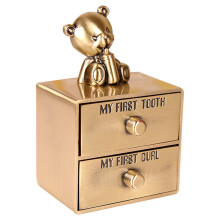 Metalen Baby Tandjes Doos met 2 Lades & Beer