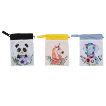 3-teilige wasserdichte Baby-Wickeltasche, Cartoon-Tiere, Tragbar