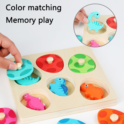 Holz-Dinosaurier-Memory-Spiel, 3D-Puzzle Lernspielzeug 2