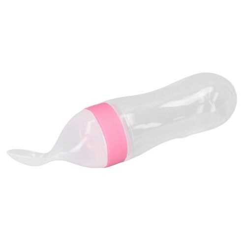 (Pink) Cucchiaino Biberon Silicone Portatile 1