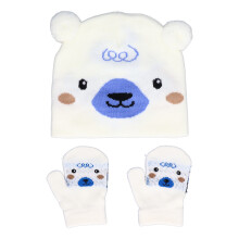 (White) Strickmütze & Handschuhe-Set für Kinder, Winter, Tiermotiv