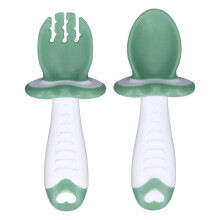 (Green) Soft PP Baby Fork & Spoon Set Green