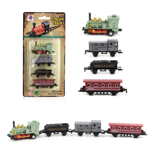 Retro Steam Train Toy Kit Pull Back Model for Kids Gift 2