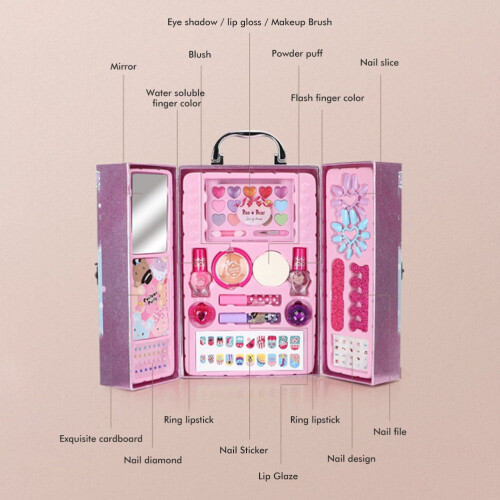 Kit Trucco Portatile Bambini Gioco Bellezza Lavabile 2