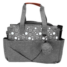 Windeltasche, mehrere Fächer, grau, mit Schnullerband