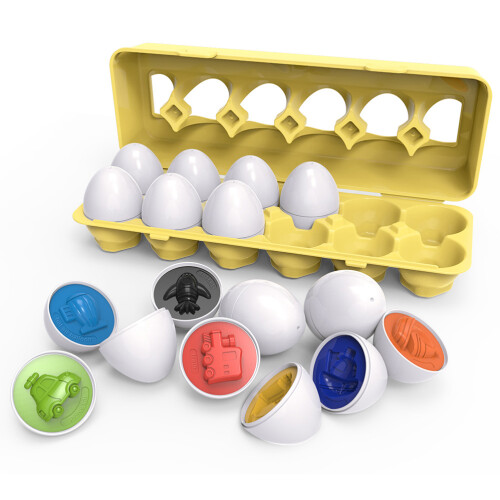 12Pcs Matching Eggs Color Vehicle Shape Learning Toy