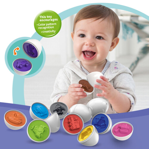 12Pcs Matching Eggs Color Vehicle Shape Learning Toy 2