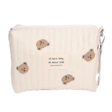 (Bear Embroidery) Tragbare Wickeltasche mit Olive-Stickerei