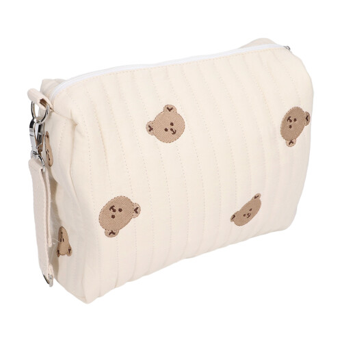 (Bear Embroidery) Portable Stroller Diaper Bag Cute Pattern Olive Embroidery 2