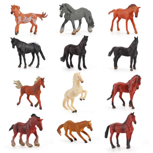 12 Mini-Pferde-Figuren PVC Spielset für Kinder 2