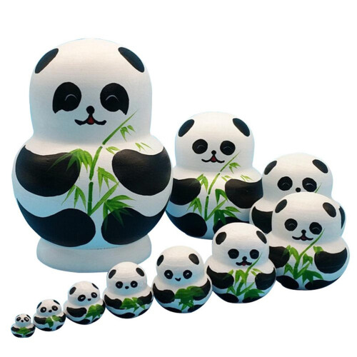 10 Layer Tiger Russian Nesting Dolls Wooden Animal Pattern Toy