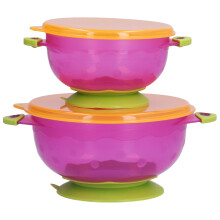2Pcs Children Suction Cup Bowls with Lids for Self Feeding
