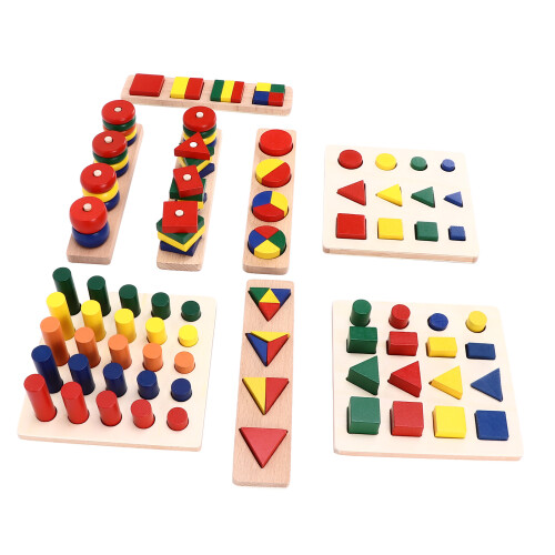 Wooden Shape Sorting Puzzle Blocks Toy 1