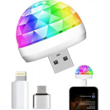 Mini Disco Lights, Sound Activated Disco Ball Party Lights, Applicable to USB Interface and Phones - RGB Light Effect Units for Home Disco, Kids Birt