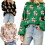 Pull de noël élégant avec des motifs de cerf, col rond,-Rouge S 4