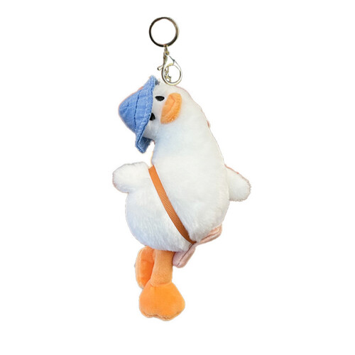 Cartoon Tilted Head Duck Keychain with Hat
