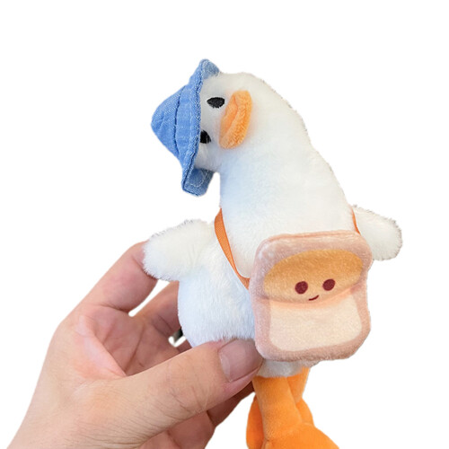 Cartoon Tilted Head Duck Keychain with Hat 1