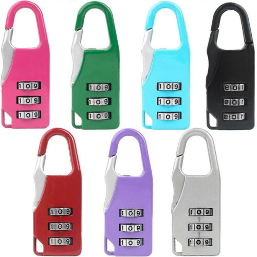 7 Pack Mini Password Lock 3 Digit Number Code Combination Padlocks Mini Combination Locker Password Lock Portable Travel Carrying Luggage Case Securi