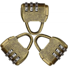 Vintage Antique Style 3 Digit Combination Lock Mini Bronze Password Padlock Small Metal Padlock Archaize Style Lock for Jewelry Box Storage Box Diary