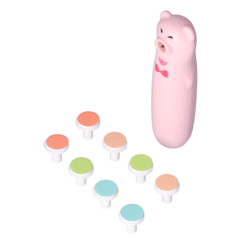 (Pink) Bear Electric Nail Clipper & Sharpener Charging Set 2