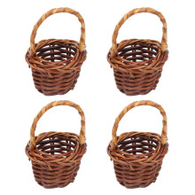 4pcs Dollhouse Storage Basket 1:12 Rattan Woven Fruit Veg Basket