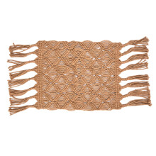 (Light Tan) Baby Fotograferen Tapijt Geweven Hennep Touw Zachte Tassels