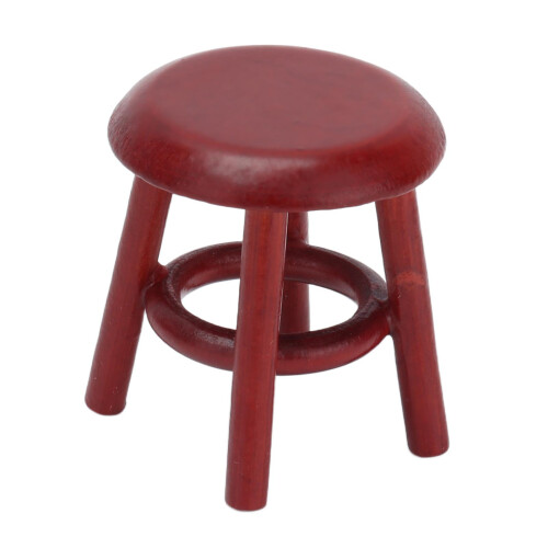 Mini Puppenhausmöbel Rosenholz runder Hocker 2