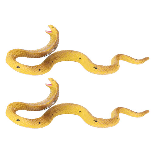 2pcs Realistic Yellow Plastic Snake Toy 1