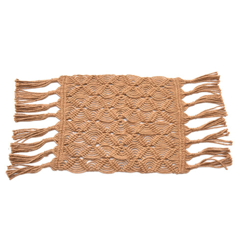 (Light Tan) Babyfotokarpet Hanf mit Quasten 2