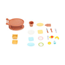 (Food Cart Set + Plate Food Set) Set Cibo Miniatura 1:12 in Resina per Cucina Bambole