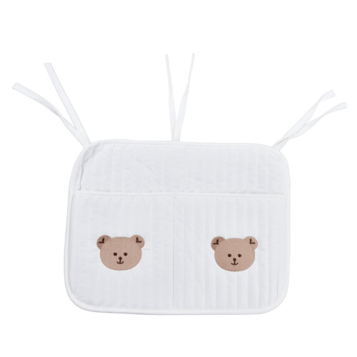 (Bear Large) Crib Organizer Hanging Soft Cotton Storage for Strollers