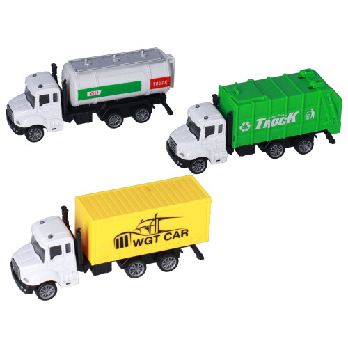 (Pull Back Transport Vehicle Set) 3pcs 1:50 Plastic Alloy Garbage Truck Model Set 2