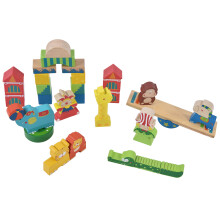42 Pcs Wooden Building Blocks Educational Circus Set