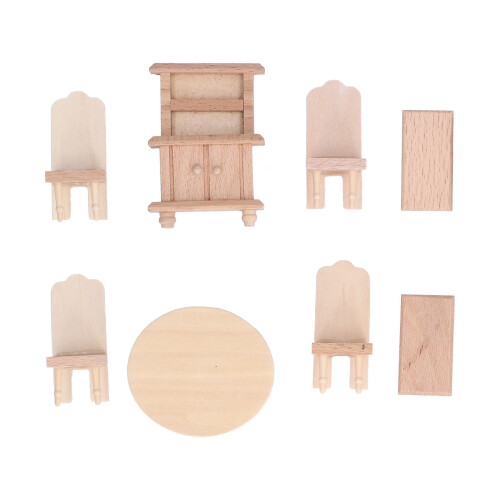 (Dining Room Series) 1:12 Scale Dollhouse Dining Table & Chair Set 1