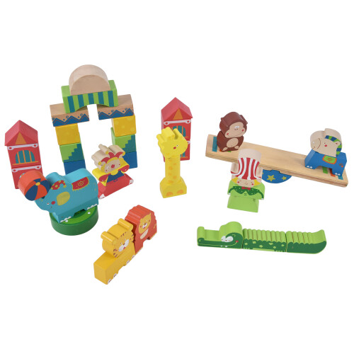 42 Pcs Wooden Building Blocks Educational Circus Set 2