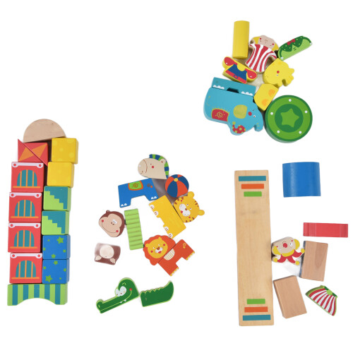 42 Pcs Wooden Building Blocks Educational Circus Set 1