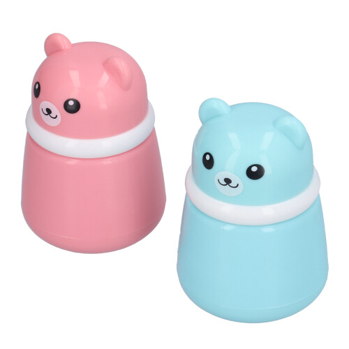 (Cartoon Bear) 2x Cartoon Bear Powder Puff Box Bath Container 1