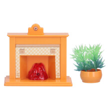 (Fireplace + Clock + Potted Plant) 1:12 Scale Dollhouse Fireplace with Plant Clock